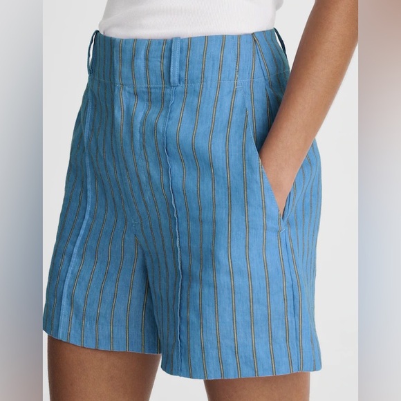 Madewell Pants - Madewell Pintucked Shorts in Linen Cotton Blend Delphinium Blue - Size 12